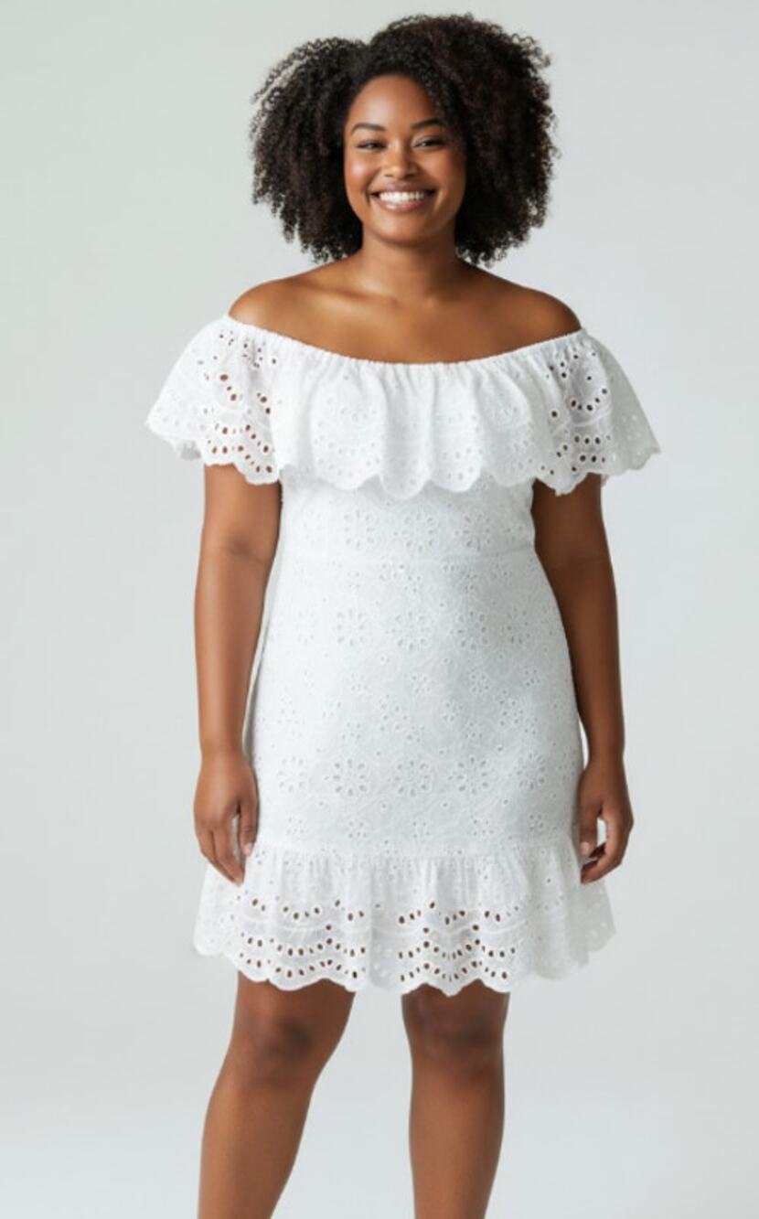 EXPRESS OFF-THE-SHOULDER WOMENS XLARGE MINI DRESS EYELET LACE WHITE NEW